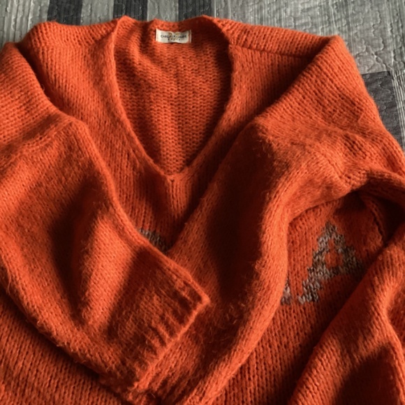 CARLA GIANINNI PARIS OVERSIZED BOXY V NECK ‘KARMA’ ORANGE KNIT SWEATER - Picture 8 of 12